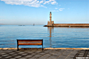 A bench in the harbour of Chania