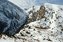 Xyloskala and the entrance of the Samaria gorge in winter