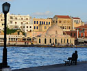Chania harbour in the evening