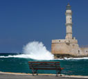 Bench in Chania harbour 