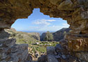 The gorge of Aradena through a hole in a wall