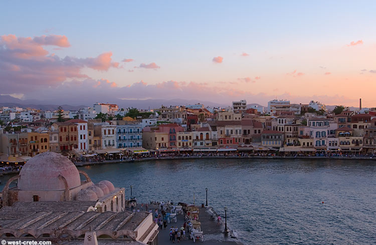 Chania harbour after sunset